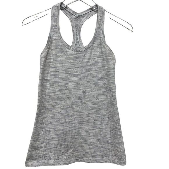 Lululemon Athletica Gray Heathered Pinstriped Tant Top Size M Racerback - Picture 1 of 5